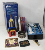 Oster Electric Wine Opener/Chiller, Electric Carving Set, Cookbooks, Cards, Trivet, Box