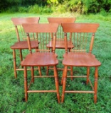 4 Counter-Height Spindle Back Chair-Stools