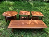 Mid-Century LANE Coffee Table with Matching Side Tables and Round Table