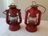 2 Red Railroad Lanterns