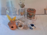Glassware, Tin, Pottery Lot