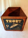 Wooden Crate with Trout Brand Apples Label