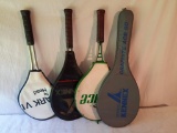 4 Tennis Rackets with Head Covers