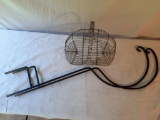 Wire Egg Basket and 2 Metal Plant Holder Stakes