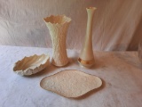 4 Pieces of Lenox China- Bud Vase, Vase, Leaf Bowl and Dresser Tray