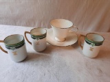 Wedgwood Cup & Saucer and 3 Austrian Coffee Cups
