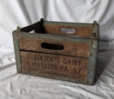 Grablick's Dairy, Pittston PA Wooden Crate with Metal Trim and Wire Interior