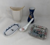 Lenox Creamer, Oriental Vase, Lamberton China Tray, Ayame Orchid Plate and Bird Figure