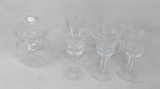 6 Waterford Crystal Cordials and Covered Sugar