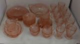 Grouping of Pink Depression Glass