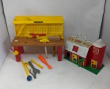 Playskool Work Bench with Tools and Marx Key House Farm