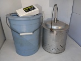 Aluminum Minnow Bucket, Plastic Bucket and Bubbles Air Pump