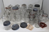 Large Grouping of Various Size Clear Canning Jars