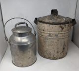 Metal Milk Can and Lidded Can