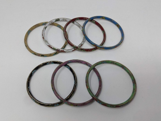 Set of 7 Cloisonne Bangle Bracelets
