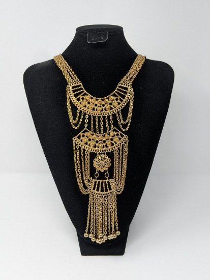 Very Ornate Dragooned Costume Necklace