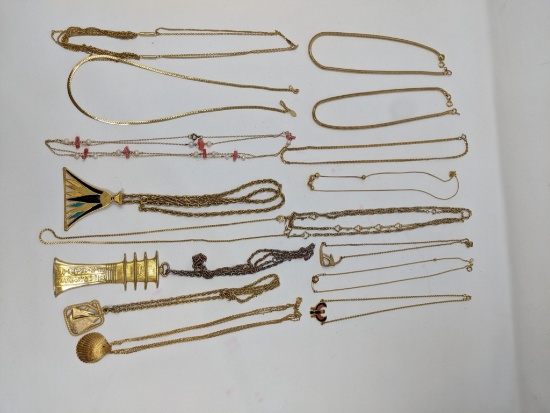 Large Lot of Gold-filled and Gold-Tone Necklaces