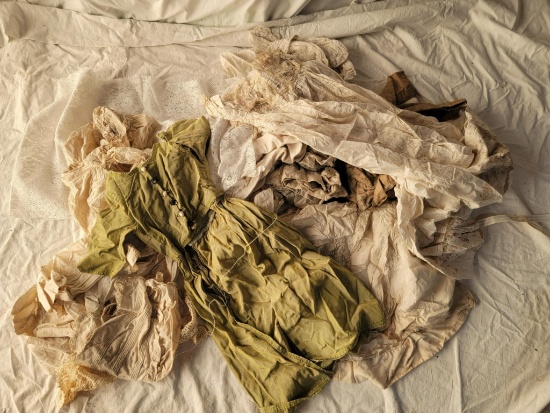 Large Grouping of Clothing & Scraps in Various "as Is" Conditions