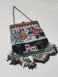 Beaded Purse with Floral & House Motif