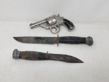 RH 36 Fighting Knife, Skinning Knife and Revolver Type Souvenir Piece