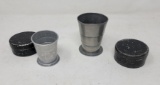 2 Collapsible Metal Cups with Japanned Metal Cases