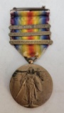 WWII Victory Medal with 3 Battle Bars