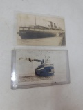 2 Early Photographic Post Cards with Ships