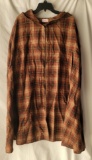 Plaid Wool Hooded Cape, with arm openings