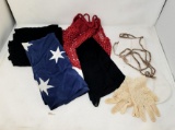 2 Scarves, Set of Pockets, Crocheted Purse and Arm Covers