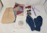 2 Pockets, Knitted Mittens, Flaxseed Bag, Handmade Tape Loom Tapes