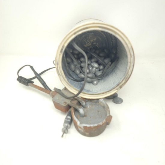 Container of Lead Sinkers and Melter