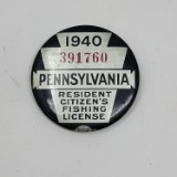 1940 Pennsylvania Resident Citizen's Fishing License Pinback #391760