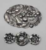 2 Floral Sterling Brooches