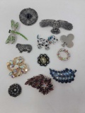 12 Costume Brooches