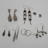7 Pair Silver Earrings