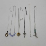 6 Sterling Necklaces with Pendants