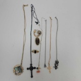 6 Costume Necklaces and 3 Pins