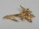 Gold and Diamond Floral Brooch