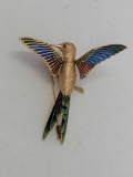 Moveable Gold and Enamel Hummingbird Brooch