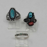 Three Southwest Style Silver Rings