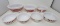 Vintage Set of 7 Red Pin Stripe Bowls, 4 Different Sizes