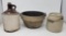 Stoneware Jug, Lidded Crock and Bowl
