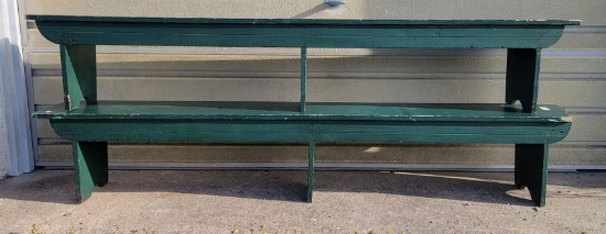 2 Green Painted Benches. NO SHIPPING, PICK UP ONLY