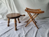 Two Stools. One with Handle, One Folding. NO SHIPPING, PICK UP ONLY