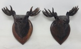 Black Forrest Type Small Moose Carvings Dated 1920
