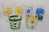 Vintage Floral Decorated Juice Glasses