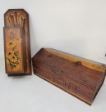 Log Cabin Cedar Cigar Box & Decorated Fireplace Match Holder