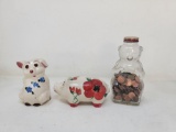 Piggy & Bear Banks with Coins