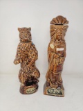 2 Ezra Brooks Whiskey Bottles - Bear and Native American. NO SHIPPING, PICK UP ONLY