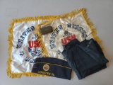 2 USN Pillow Covers; First Aid Kit; Dress Scarf; Lehighton Legion Cap